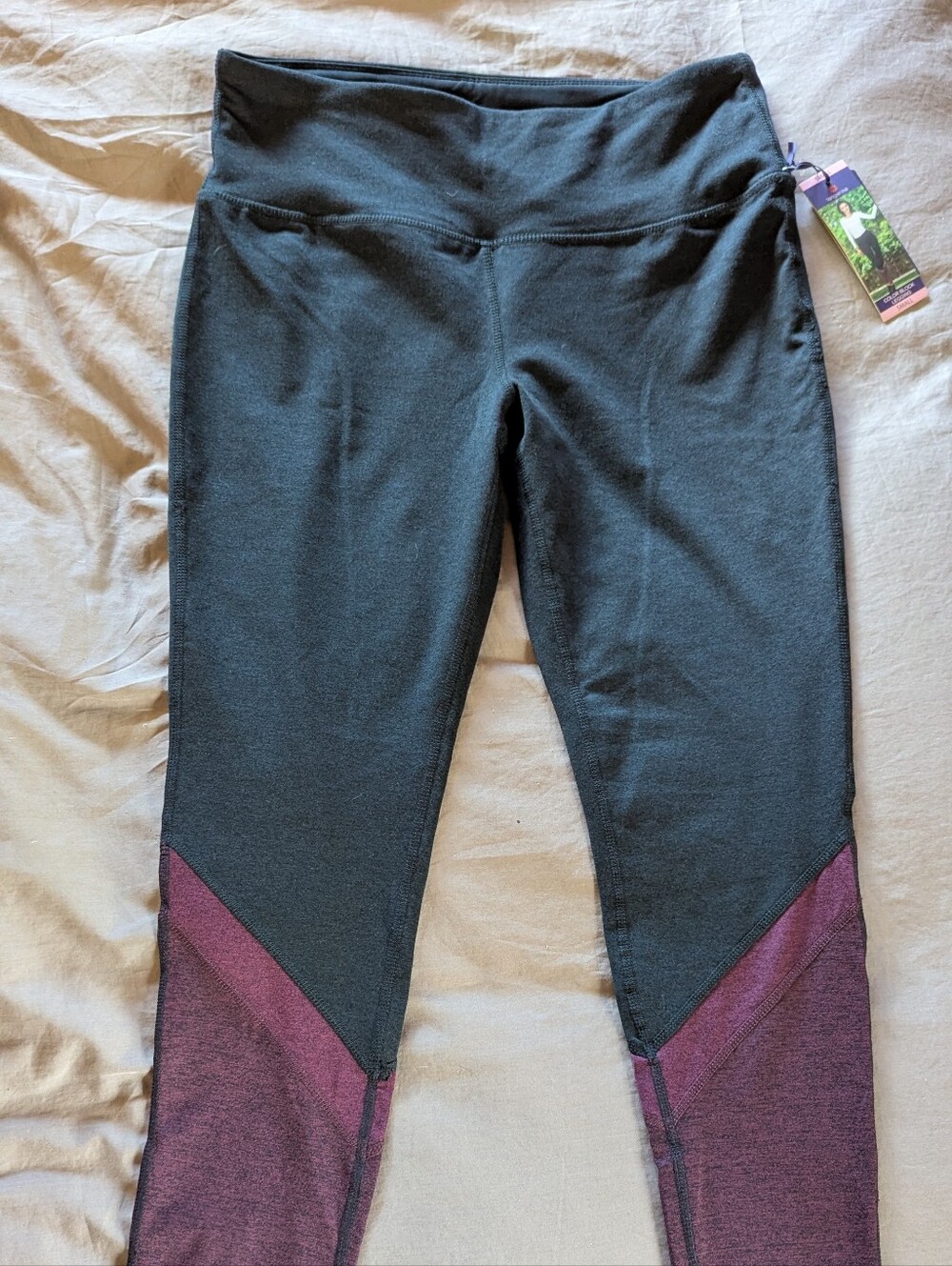Tangerine Black Leggings with Plum Panels - Active Bottoms